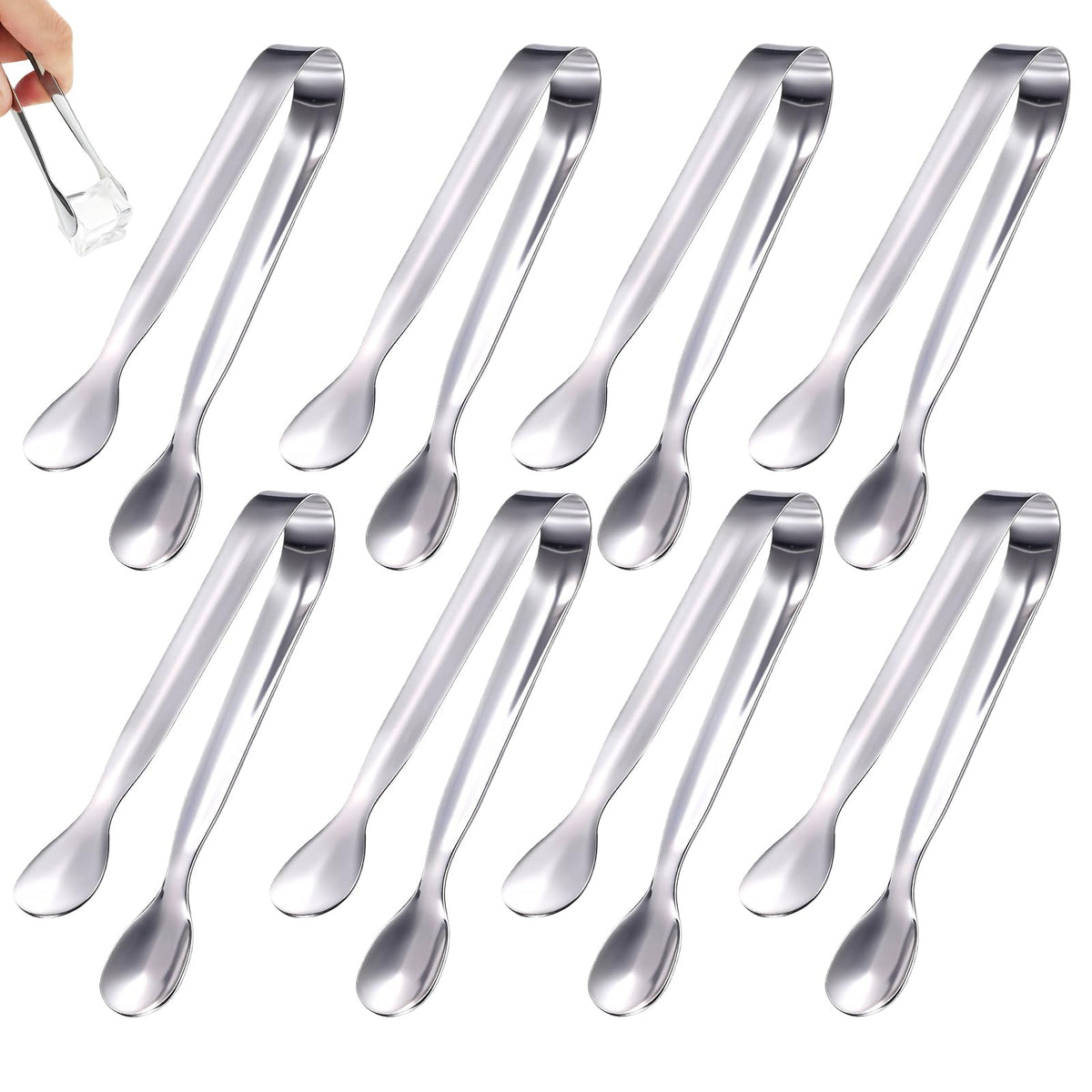 16 Pack Mini Sugar Tongs Stainless Steel Mini Serving Tongs Appetizer Tongs for Candy Buffet, Tea Party, Wedding Ice Tongs for Small Foods, Ice Cubes, Canapés