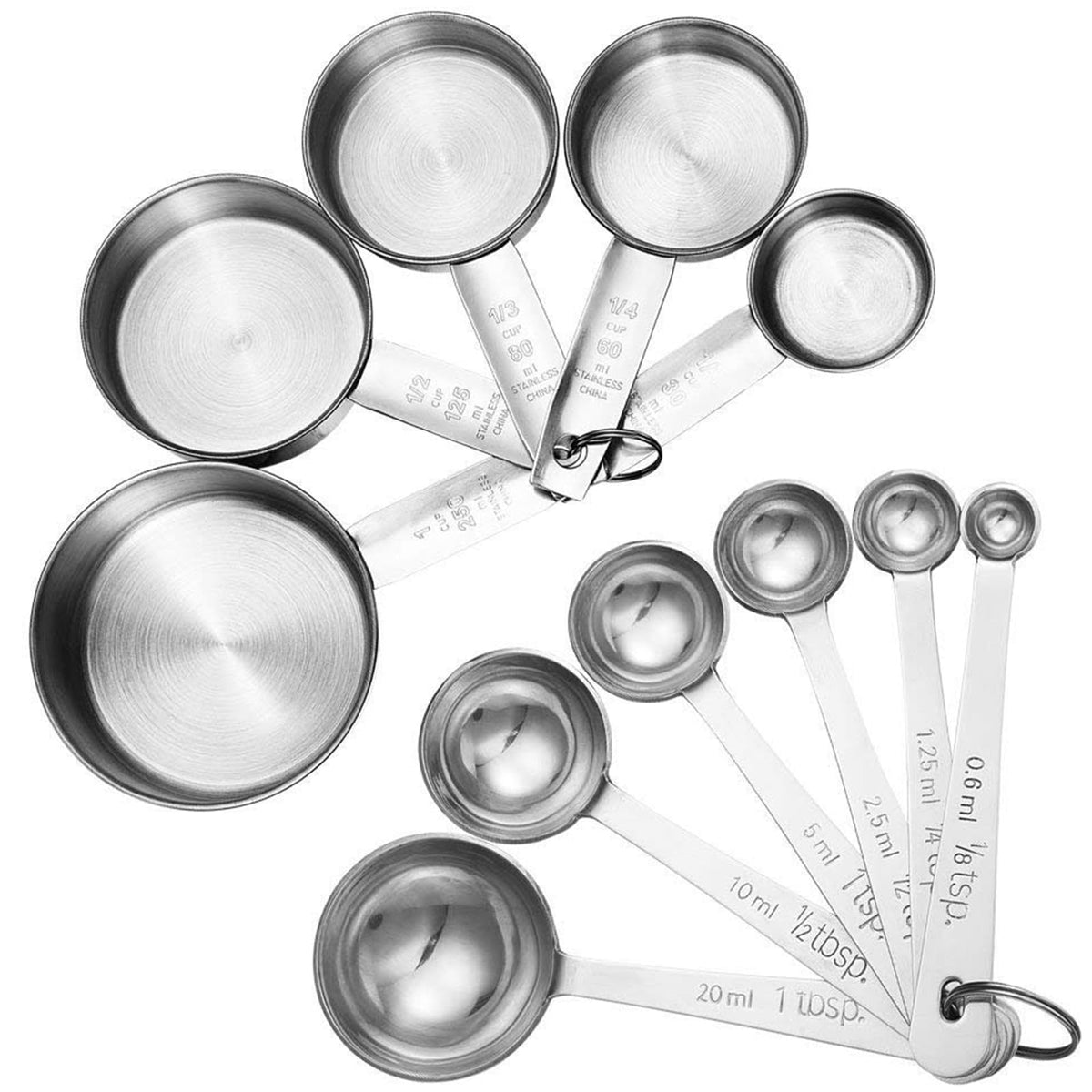 Accmor 11 Piece Stainless Steel Measuring Spoons Cups Set, Premium Stackable Tablespoons Measuring Set for Gift Dry Liquid Ingredients Cooking Baking