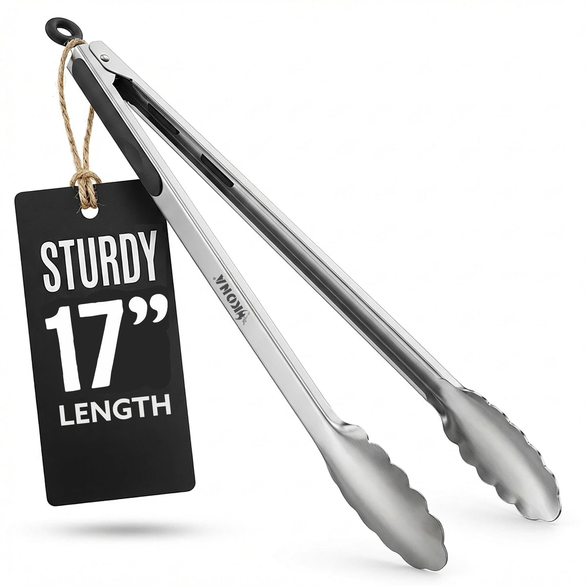 Kona 17-in Stainless Steel Locking Grill Tongs, Heavy-Duty, Set of 2