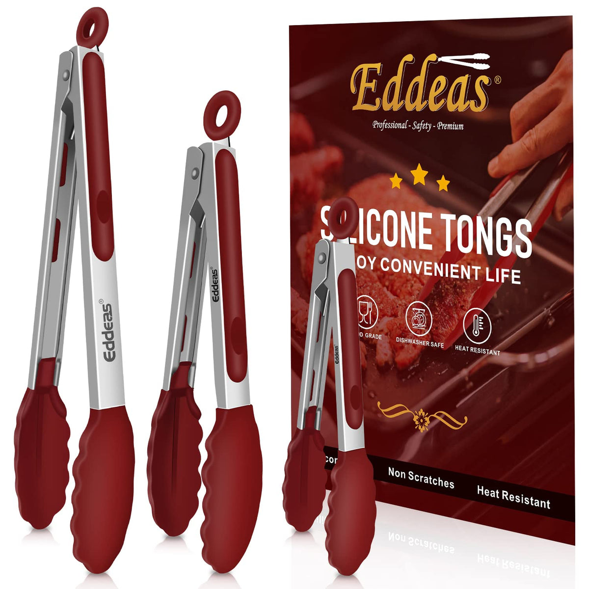 Metal Tongs For Cooking Up To 600°F Kitchen Tongs 2PCS - 9", 12 inch
