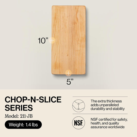 John Boos Chop-N-Slice Series Rectangular Wooden Maple Cutting Board 10”x5” – 1” Thick, 1.4-lb Reversible Butcher Block with Eased Corners & Edge-Grain – Made in the USA