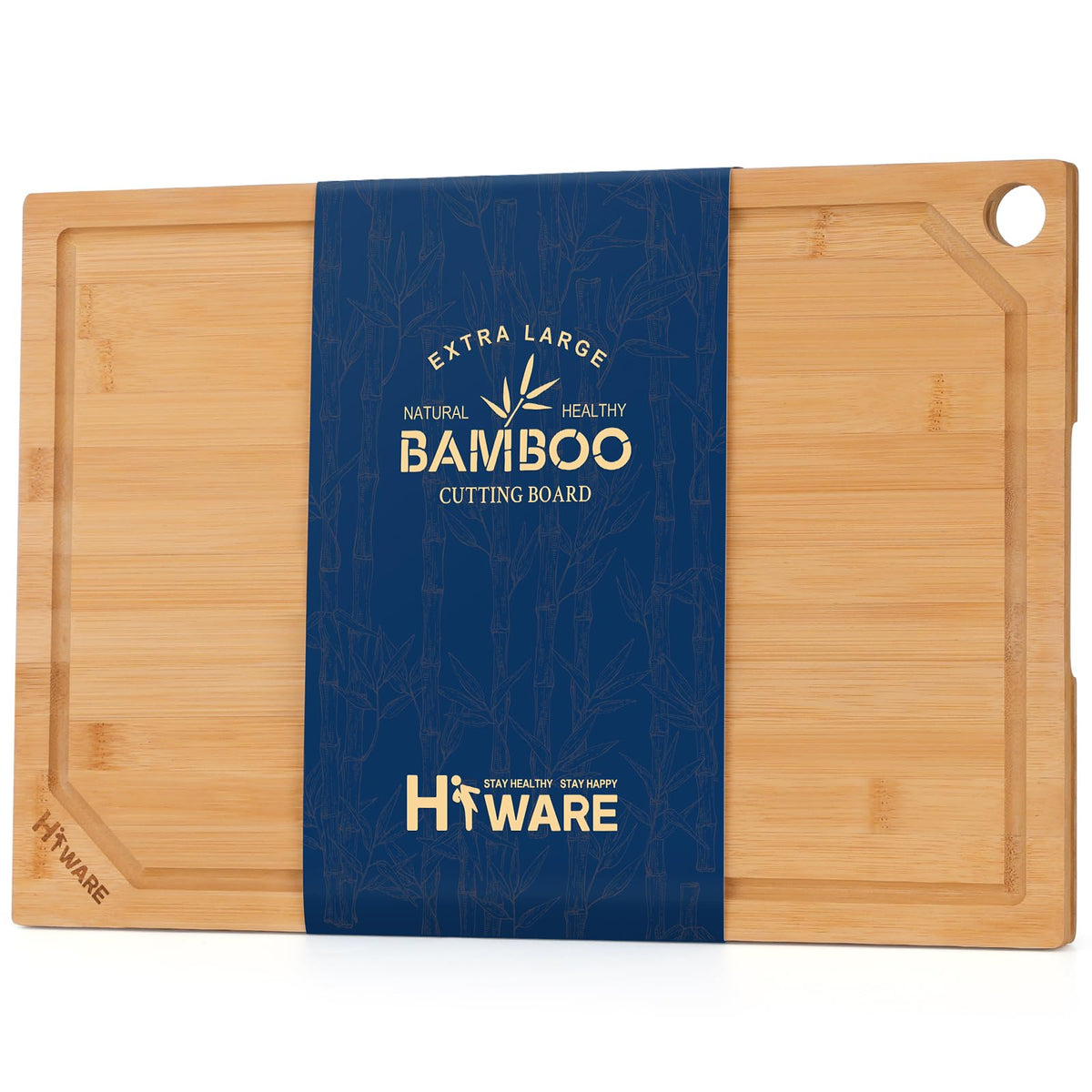 Hiware Bamboo Cutting Board for Kitchen, Heavy Duty Wood Cutting Board with Juice Groove, 100% Organic Bamboo, Pre Oiled, 15" x 10"