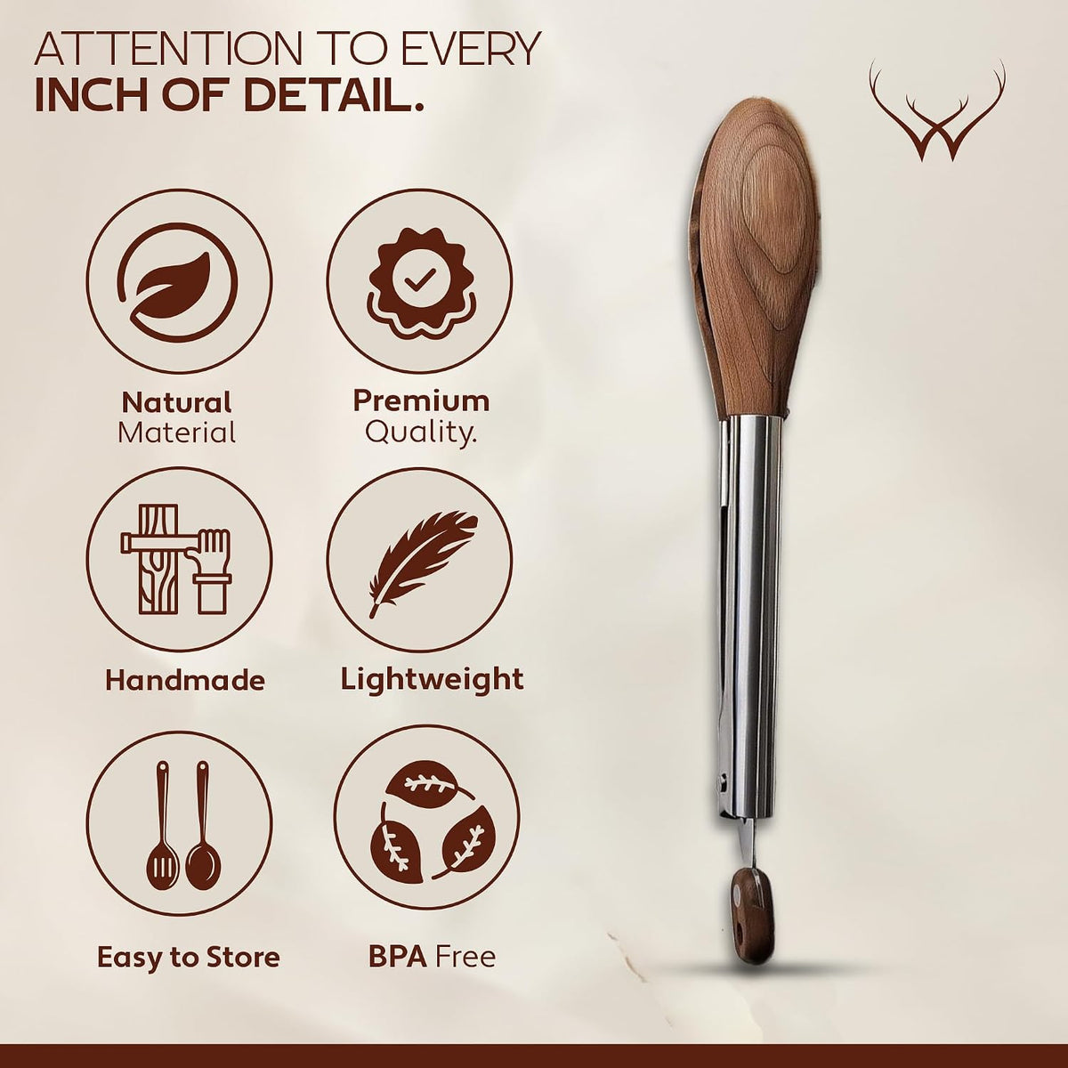 Teak Wooden Tongs for Cooking - Premium Kitchen Set and Kitchen Utensils Tool, Heat-Resistant and Durable, Ideal Tongs for Cooking, Grilling, and Serving