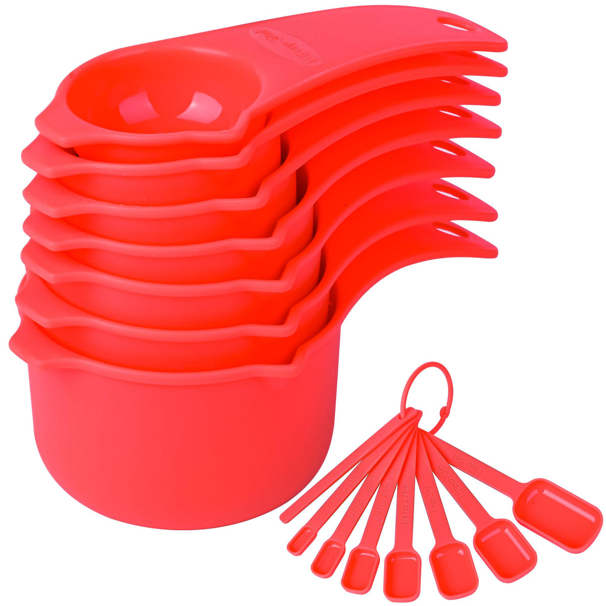 Measuring Cups and Spoons Set, Plastic Measuring Cup Set 15, Mixing Color Dry Measure Cups Spoons, 7 Measuring Cups & 7 Spoons, Kitchen Measure Cup Spoons for Cooking & Baking