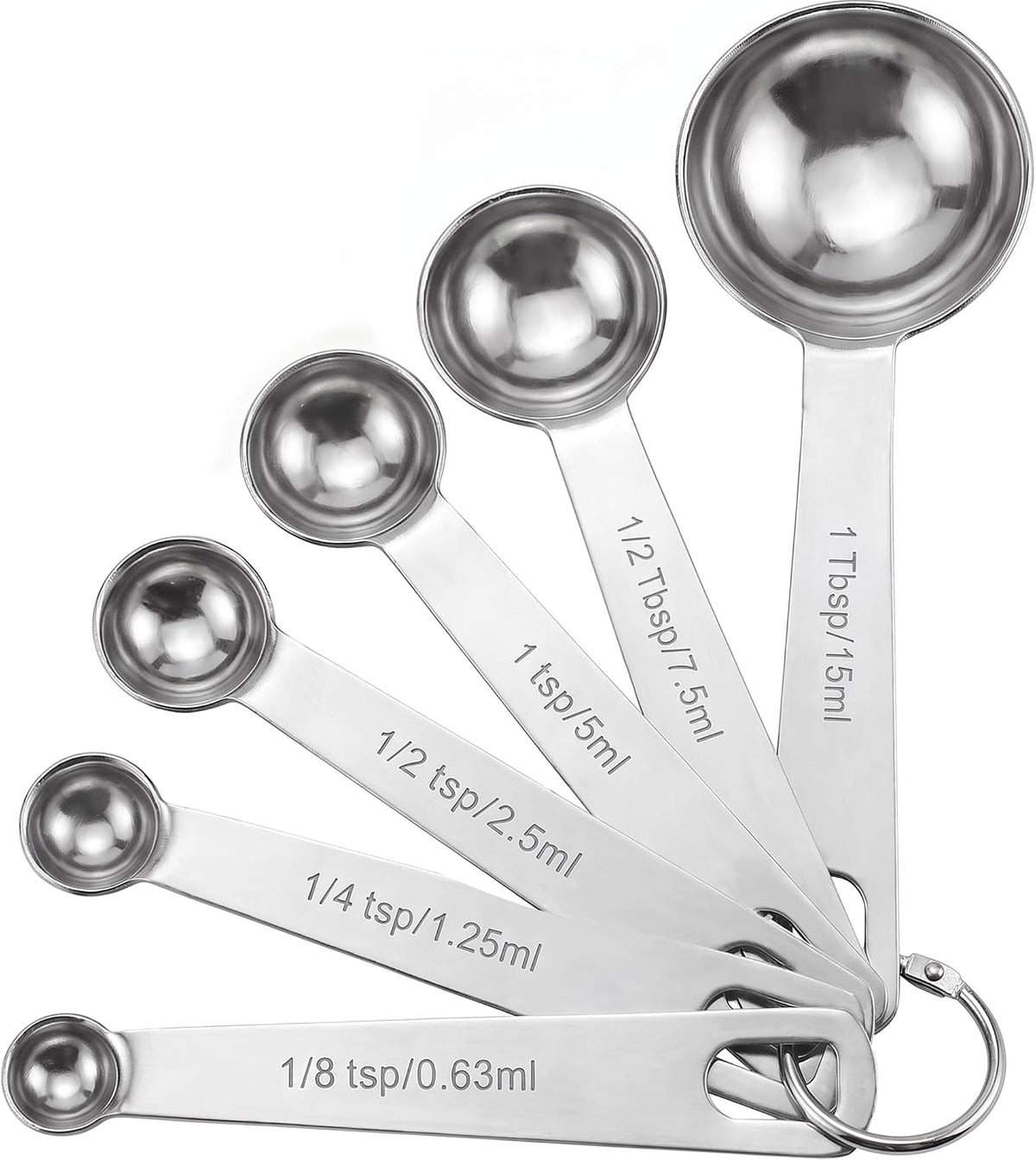 Measuring Spoons, 6-Piece Heavy Duty Stainless Steel Measuring Spoons Set