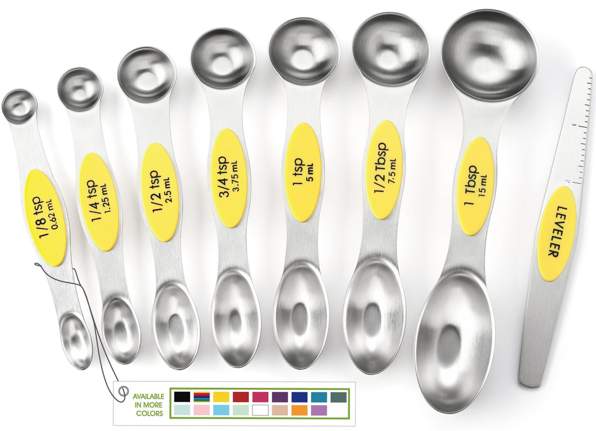 Spring Chef Magnetic Measuring Spoons Set of 8 for Kitchen, Multicolor