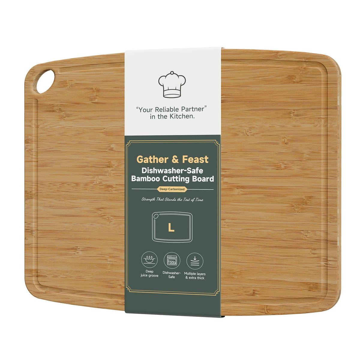 Dishwasher Safe Cutting Board,Bamboo Cutting Board with Juice Groove