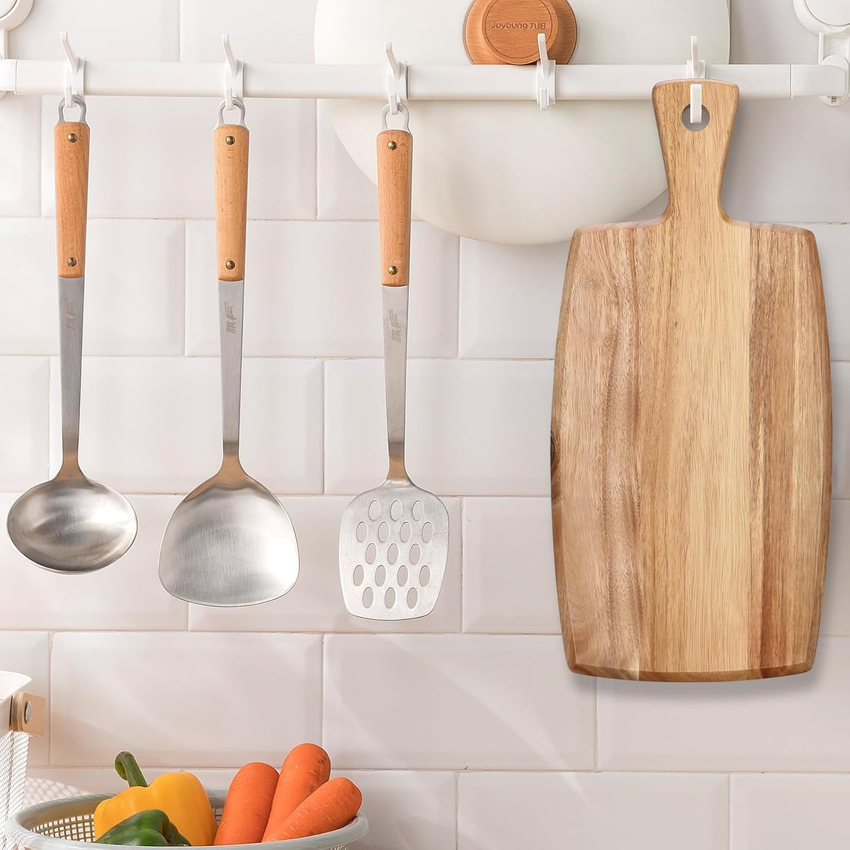 Acacia Wood Cutting Board for Kitchen with Handle Small Charcuterie Boards