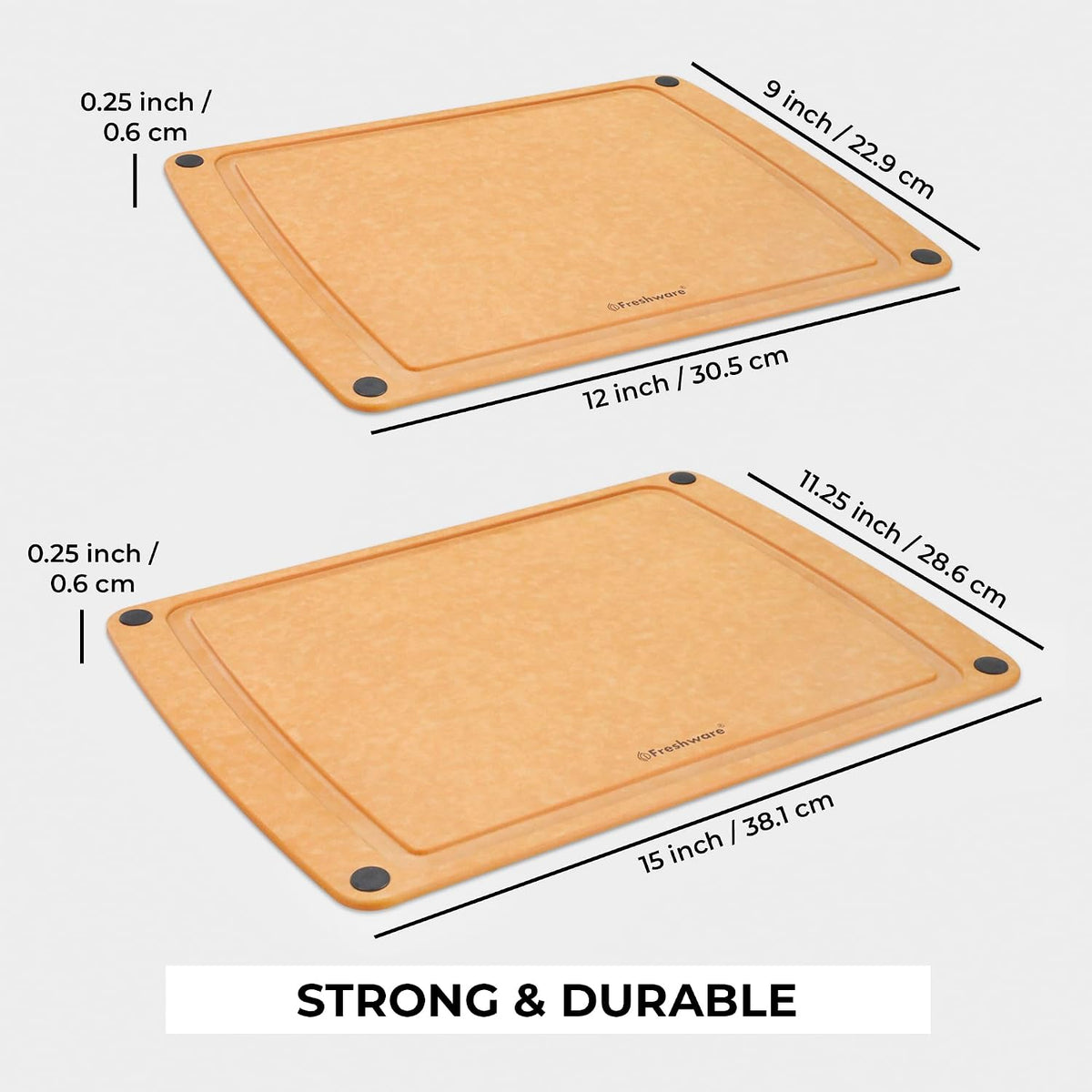 Freshware Wood Fiber Cutting Boards for Kitchen, Dishwasher Safe, Set of 2