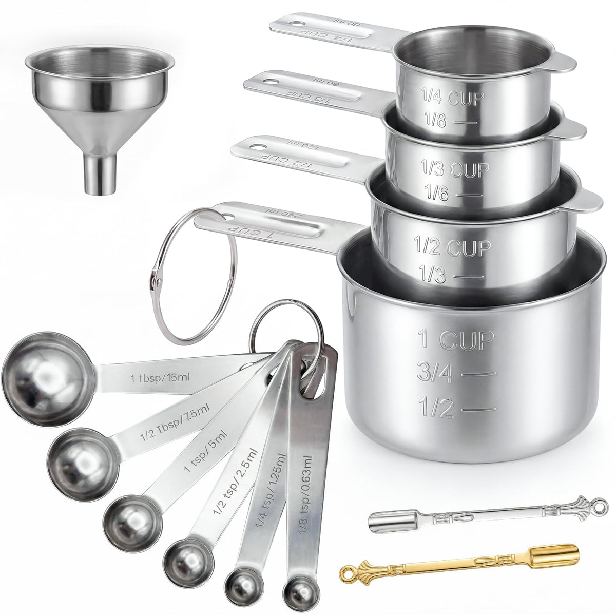 Measuring Spoons, 8-Piece Heavy Duty Stainless Steel Measuring Spoons Set