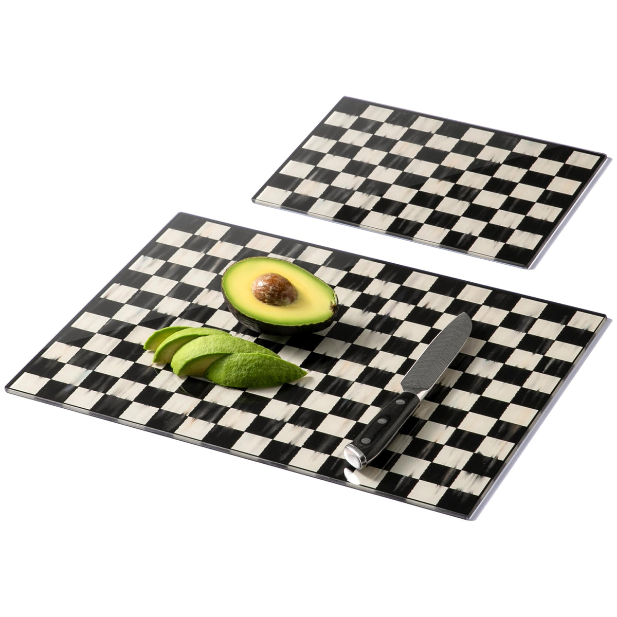Glass Cutting Board Set, Checkered Cutting Boards for Kitchen 2PCS