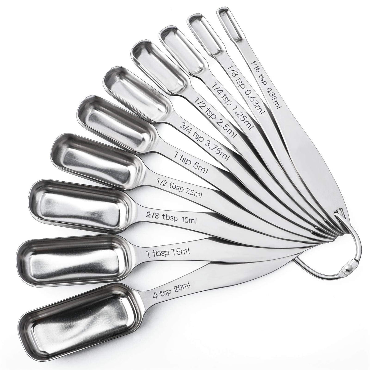 FANGSUN Stainless Steel Measuring Spoons Set of 6, Narrow Design