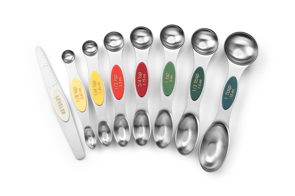 Spring Chef Magnetic Measuring Spoons Set of 8 for Kitchen, Multicolor