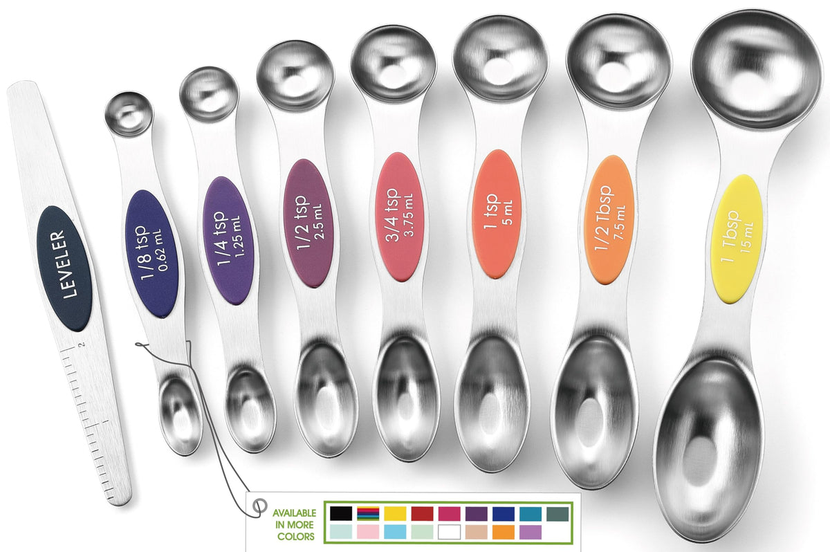 Spring Chef Magnetic Measuring Spoons Set of 8 for Kitchen, Multicolor