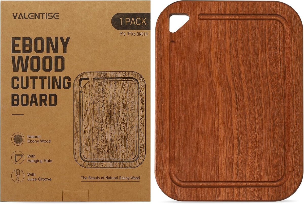 Small Ebony Wood Cutting Boards for Kitchen with Juice Groove