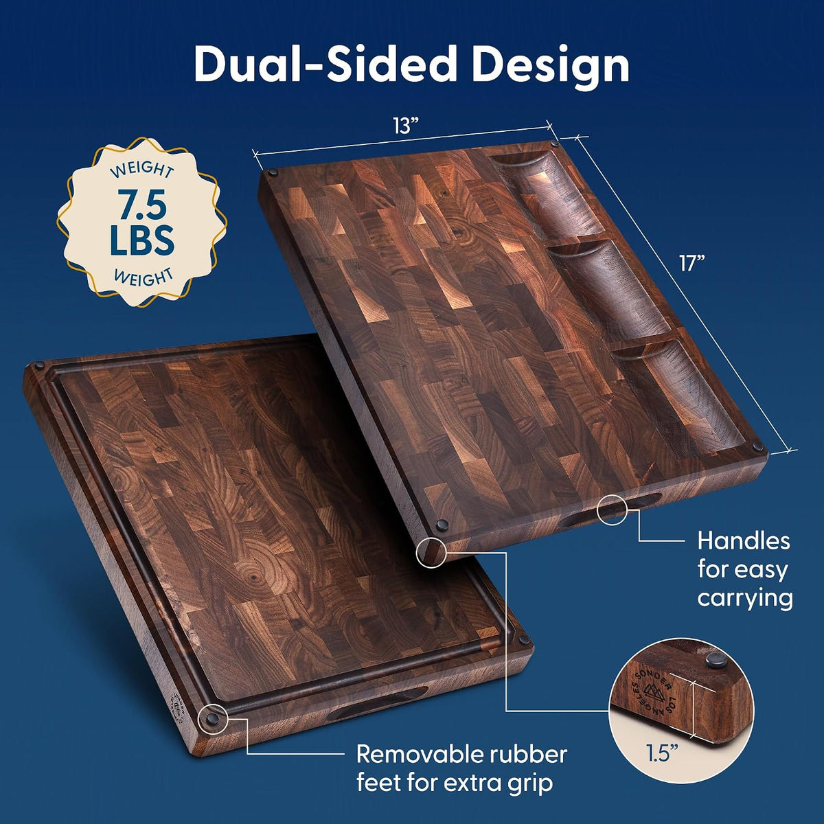 Sonder Los Angeles Alfred Cutting Board, End Grain Walnut, 17x13x1.5 in