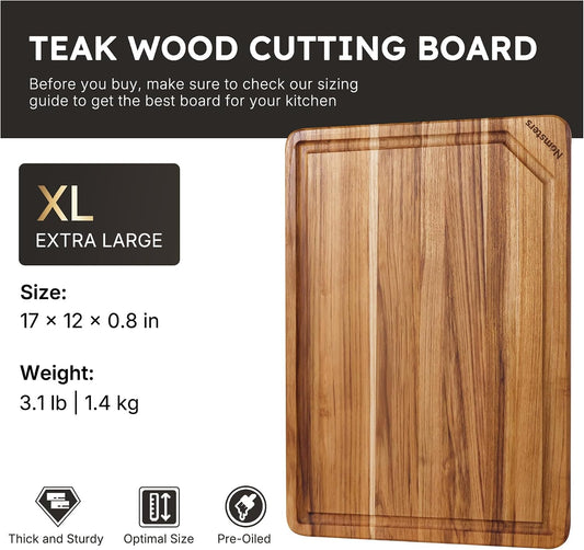 Teak Wood Cutting Board for Kitchen Non Slip Charcuterie Board
