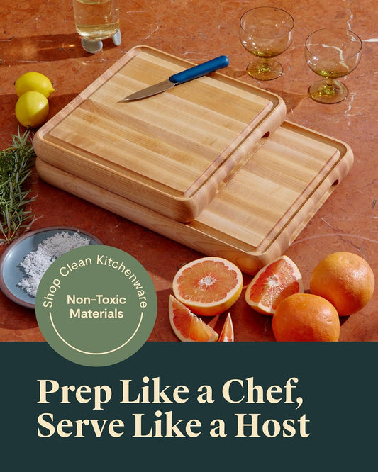 Caraway 12" Prep and Serve Butcher Block, Wood Cutting Board for Kitchen