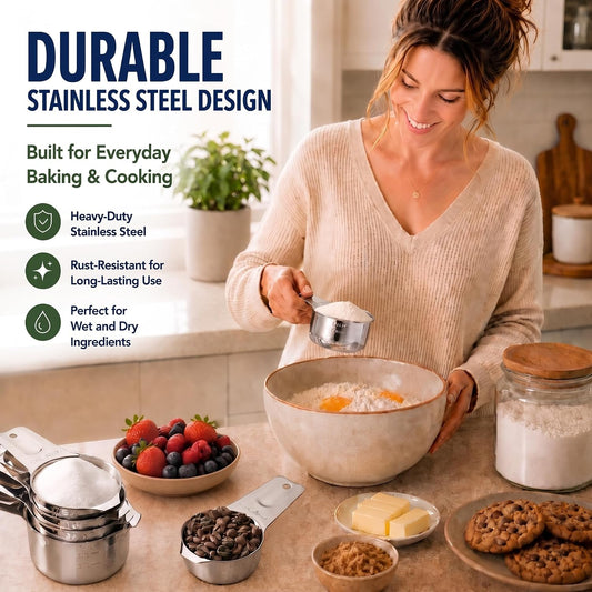 AIKEXIN Stainless Steel Measuring Cups & Spoons Set, Precision Baking Tools