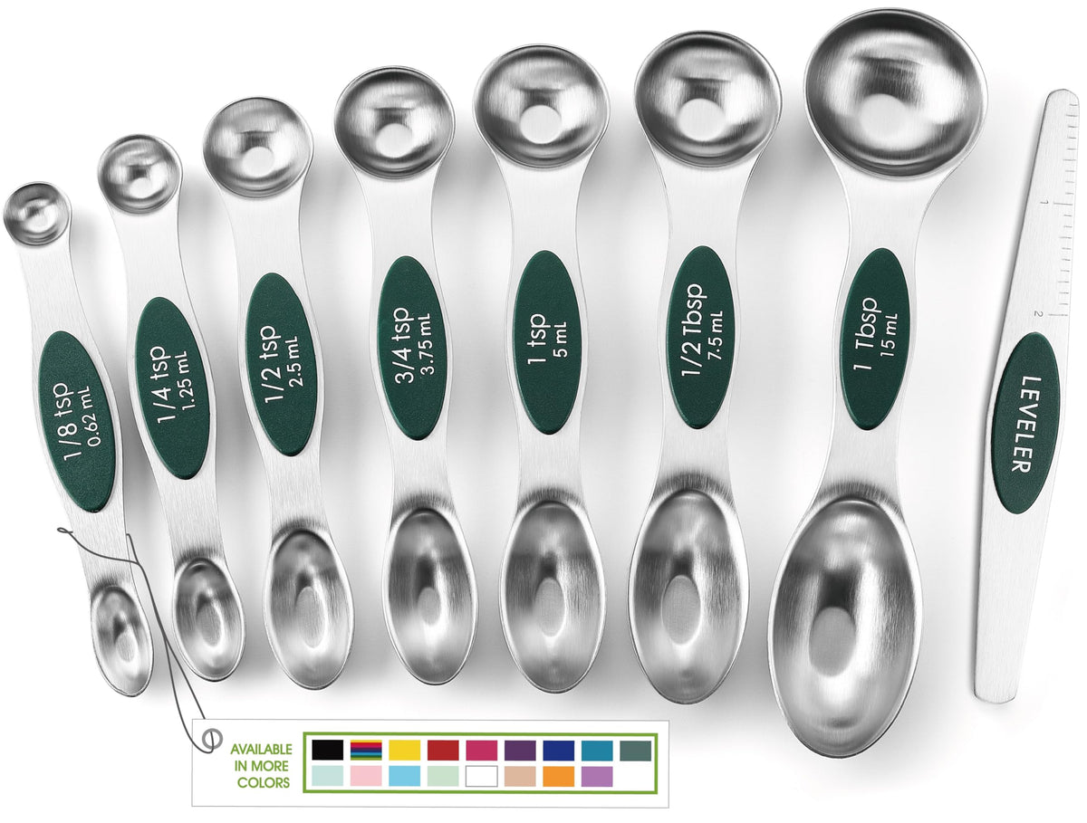 Spring Chef Magnetic Measuring Spoons Set of 8 for Kitchen, Multicolor