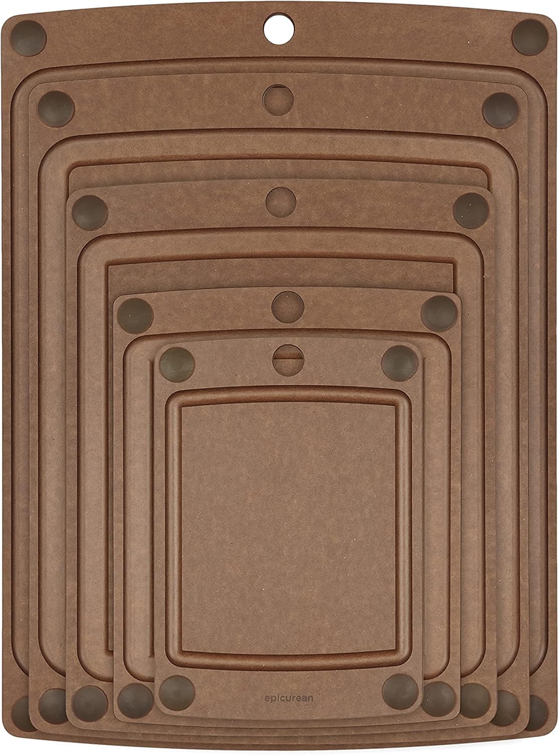 Epicurean All-In-One Cutting Board with Non-Slip Feet and Juice Groove - Non-toxic, Dishwasher Safe, Made in the USA, 10" x 7", Nutmeg