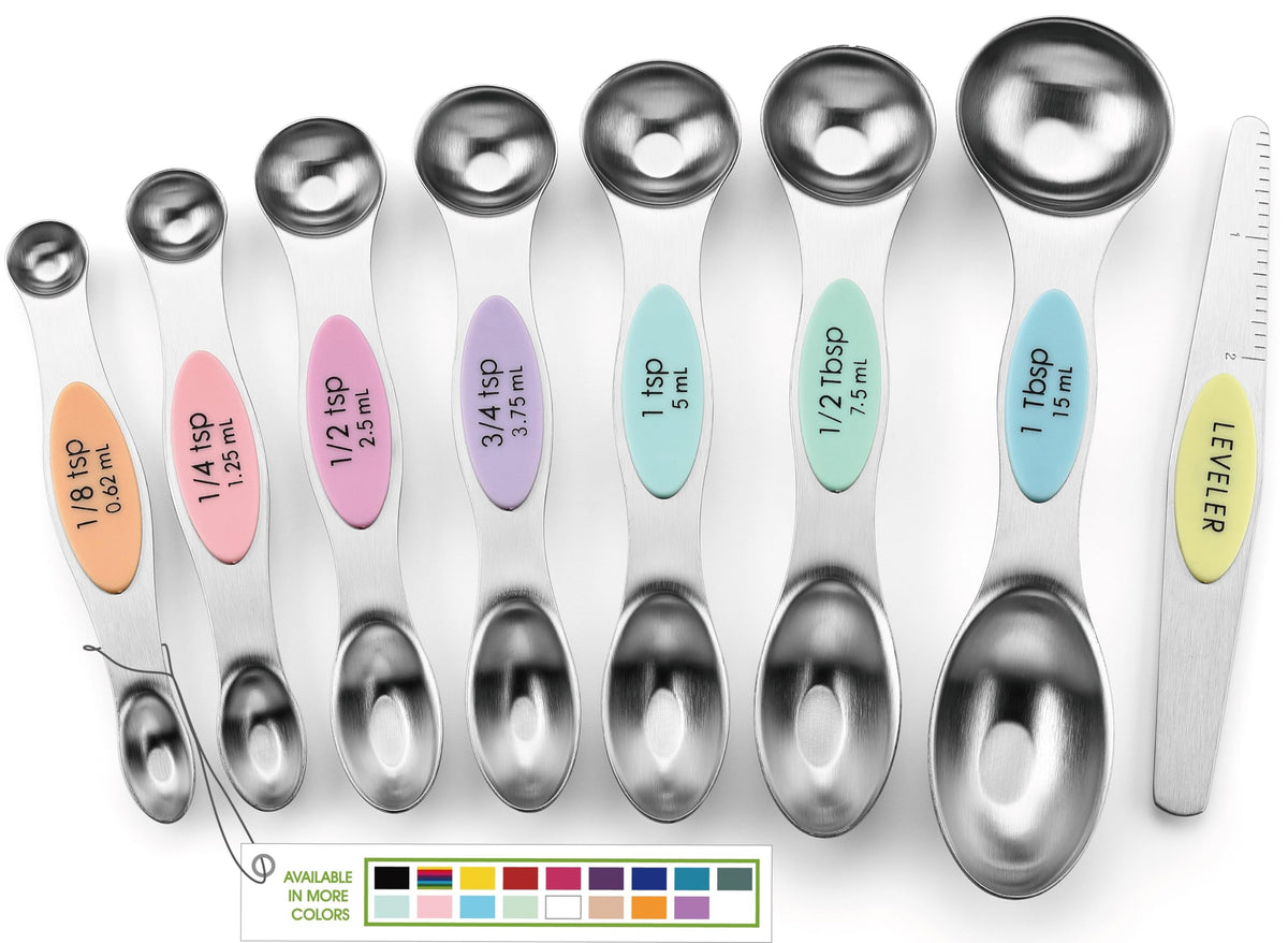 Spring Chef Stainless Steel Magnetic Measuring Spoons Set of 8, Black