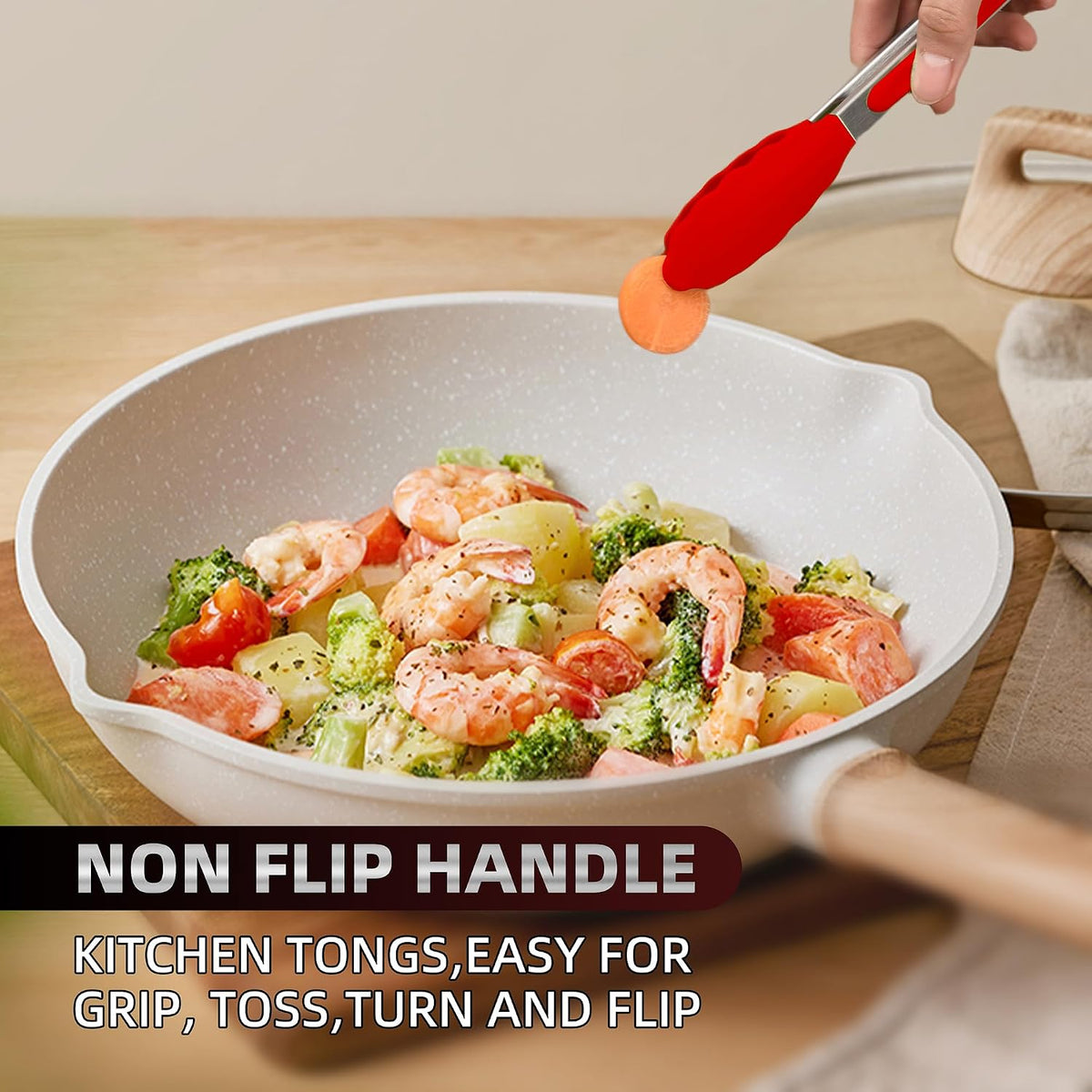 Stainless Steel Kitchen Tongs Set, 3 Pack with Silicone Tips