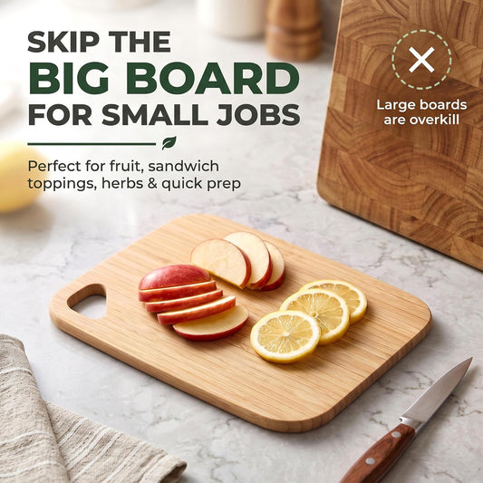 Small Bamboo Cutting Boards, Set of 2, 8 x 5.9 Inch, Hanging Holes