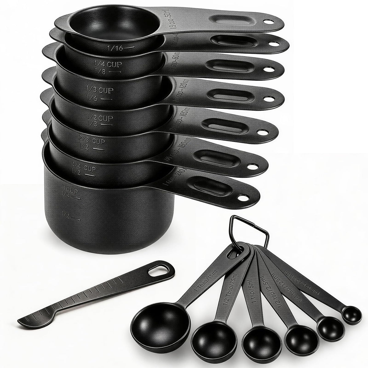 Bopei Measuring Spoons Set, 7-Piece 18/8 Stainless Steel with Leveler