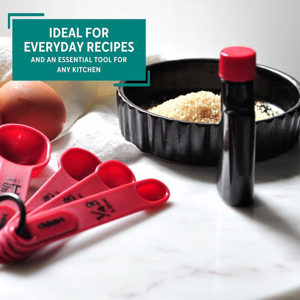 MIRRO 4 Piece Nested Measuring Spoons Set for Kitchen, Red
