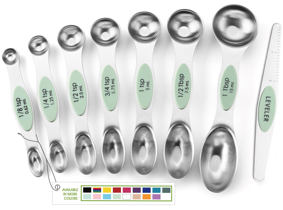 Spring Chef Magnetic Measuring Spoons Set of 8 for Kitchen, Multicolor