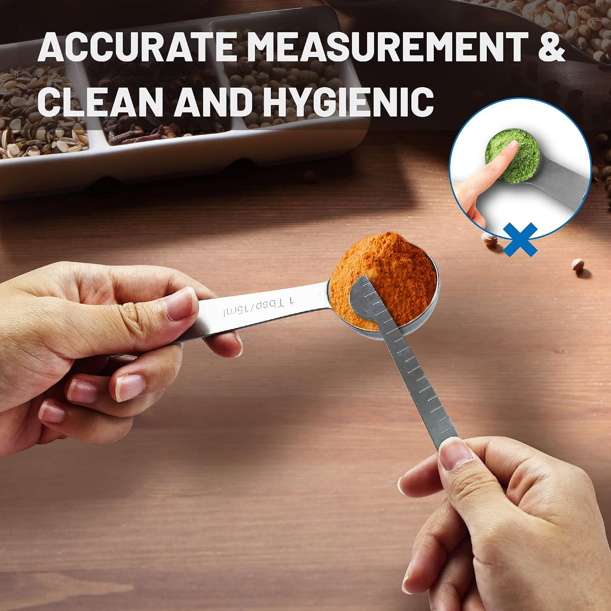 Measuring Spoons, 8-Piece Heavy Duty Stainless Steel Measuring Spoons Set