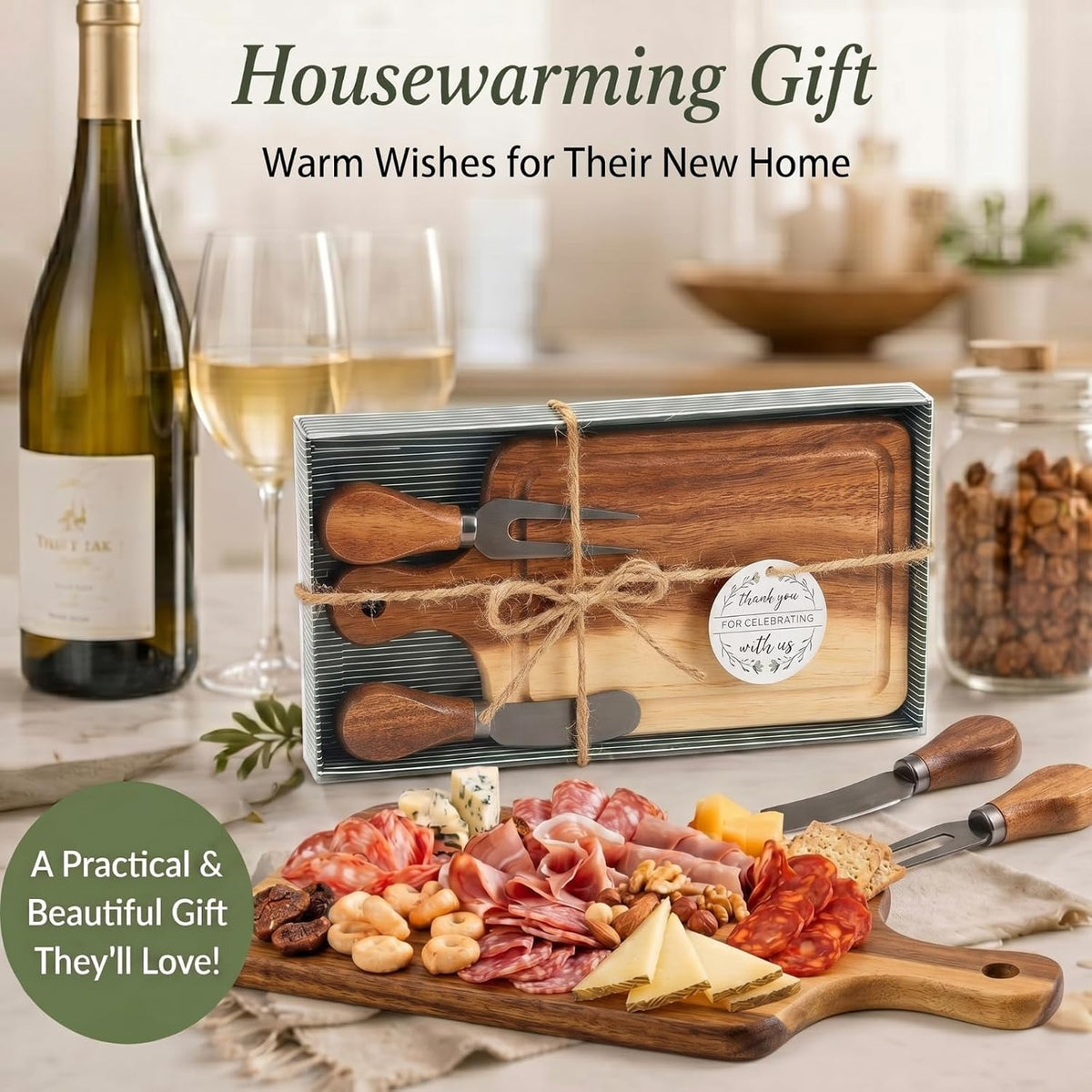 Ziliny 1 Sets Baby Shower Prizes Mini Charcuterie Board, Acacia Wood