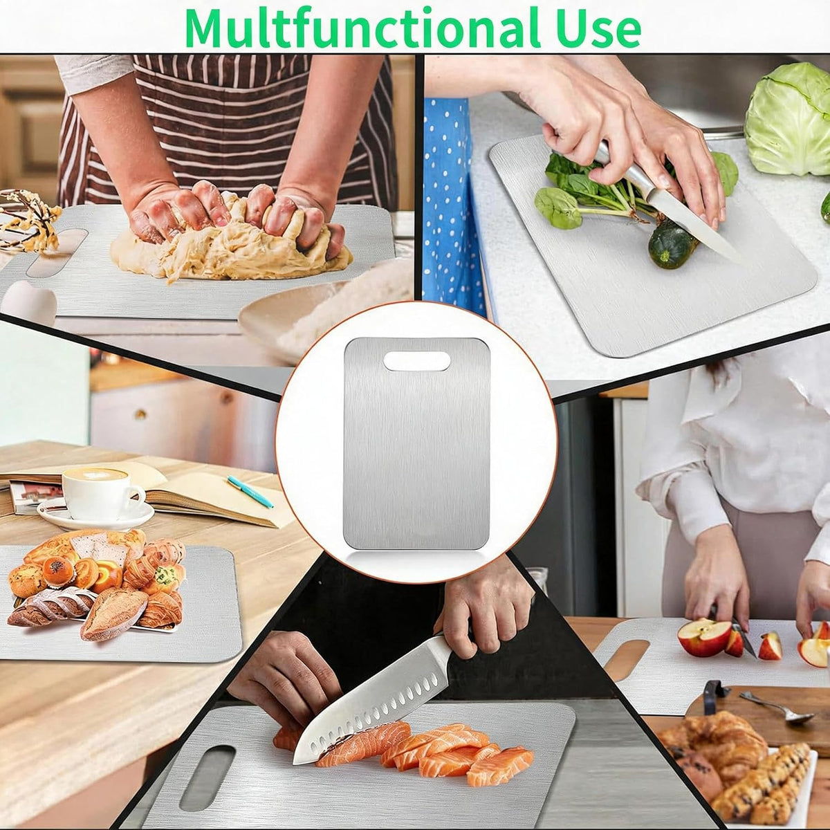 Katori Titanium Cutting Board, 100% Pure Titanium Cutting Boards for Kitchen, Double Sided Non Toxic Cutting Board,Hygiene Durable Chopping Board Suitable for Dishwasher Safe (1PCS,M)