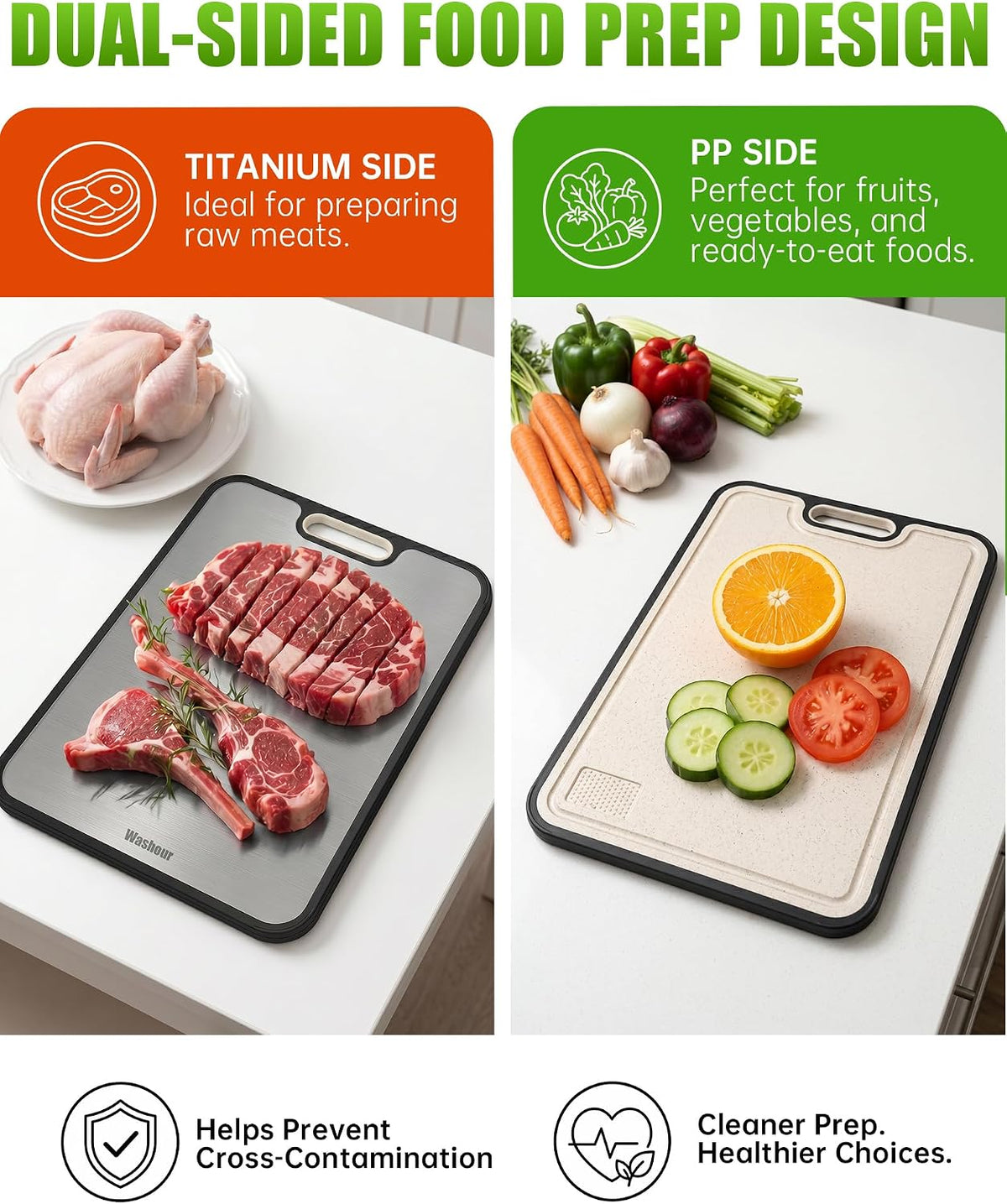 Titanium Cutting Board for Kitchen 15" x 10", 2-in-1 Cutting Mat