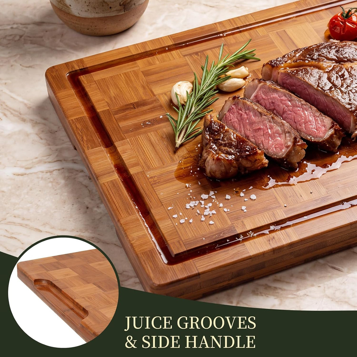 Kikcoin Extra Large Bamboo Cutting Board, Wood Cutting Boards for Kitchen