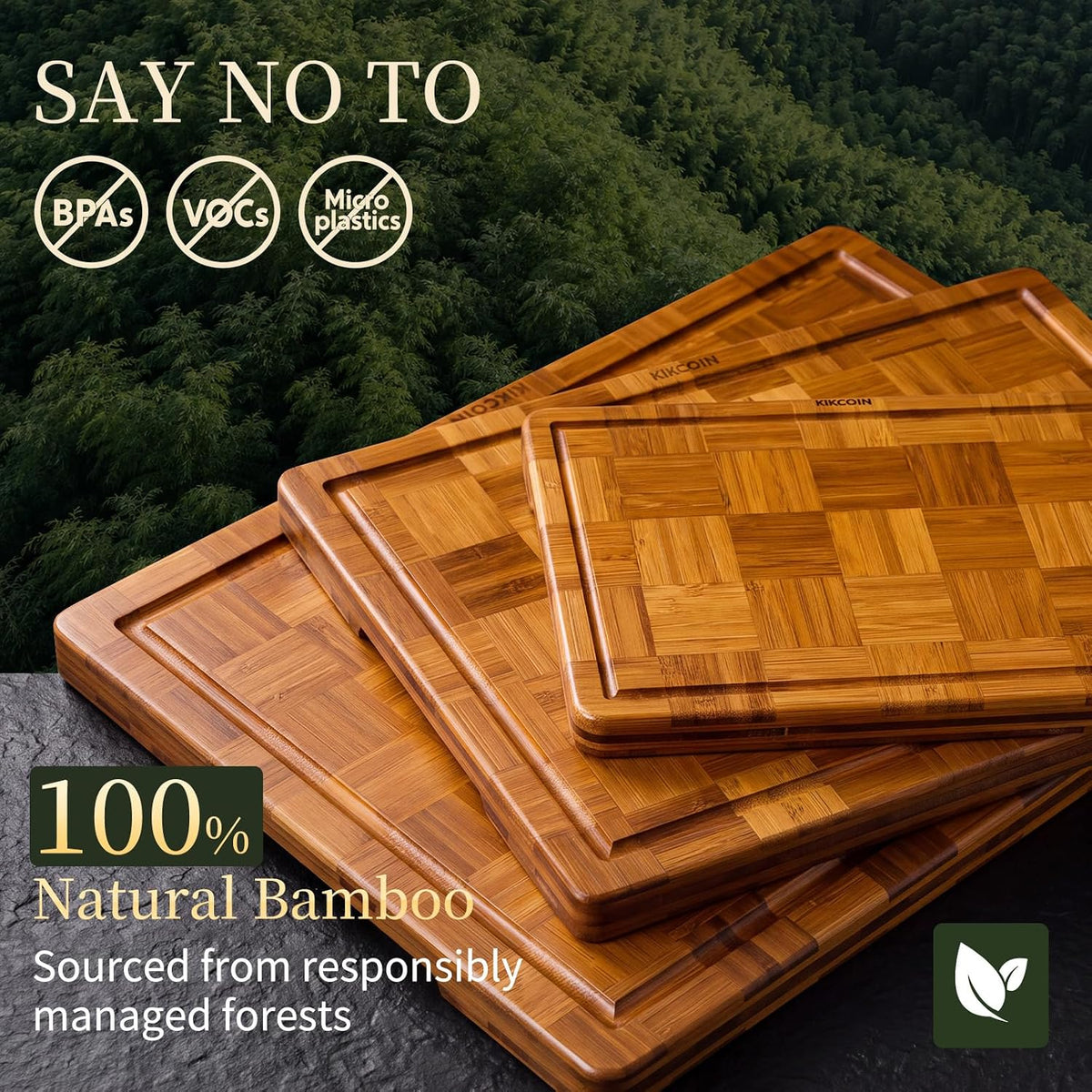 Kikcoin Extra Large Bamboo Cutting Board, Wood Cutting Boards for Kitchen