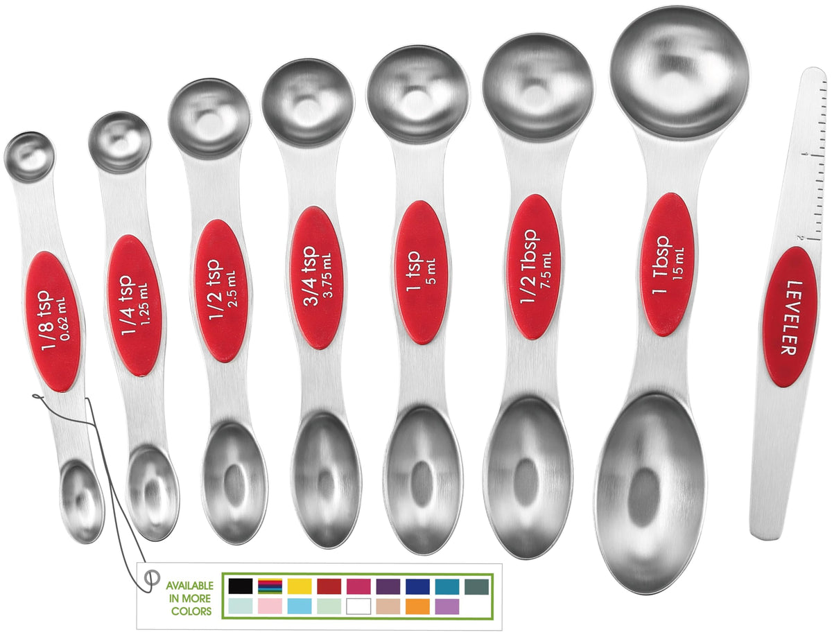 Spring Chef Magnetic Measuring Spoons Set of 8 for Kitchen, Multicolor