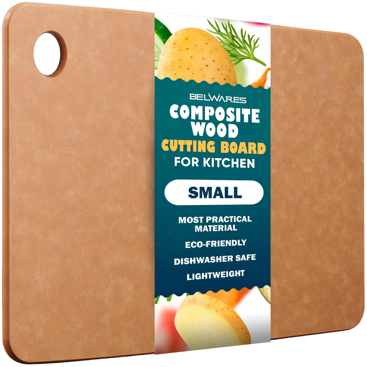 Wooden Cutting Board for Kitchen - Small Composite Wood Cutting Boards Dishwasher - Thin, BPA Free & Eco-Friendly Chopping Board (11.5 x 9 Inch, Natural)