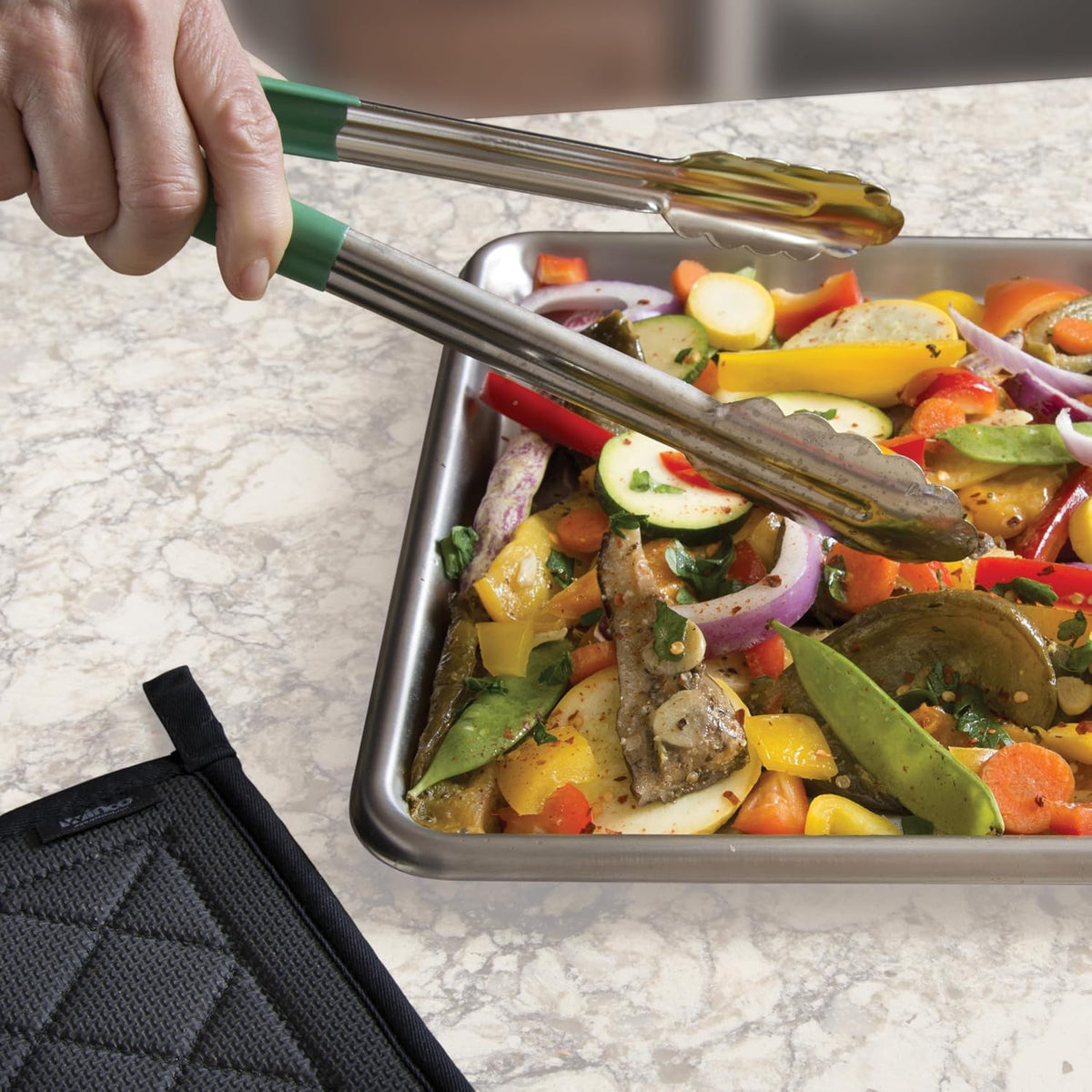 Winco 12" Purple Stainless Steel Serving Tongs