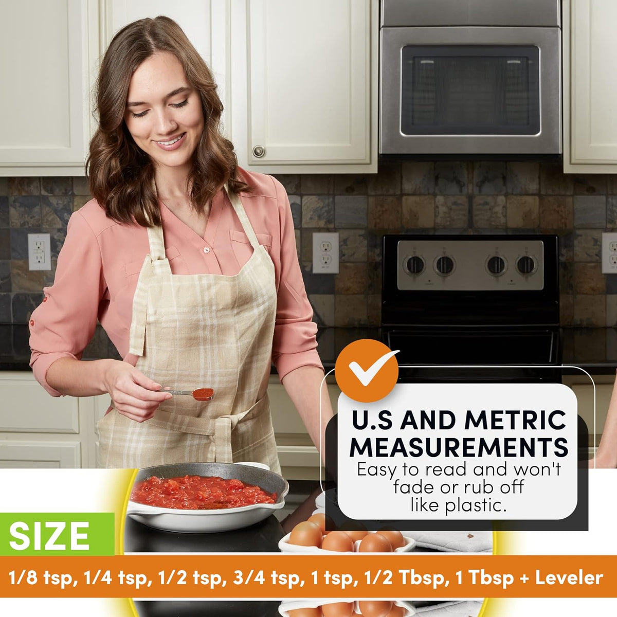 Spring Chef Stainless Steel Measuring Spoons Set of 8 with Leveler