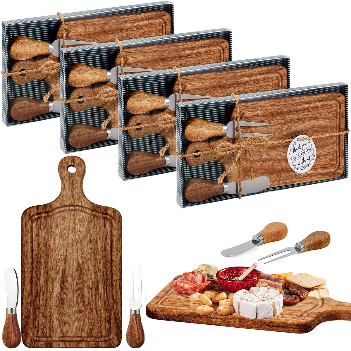 Ziliny 1 Sets Baby Shower Prizes Mini Charcuterie Board, Acacia Wood