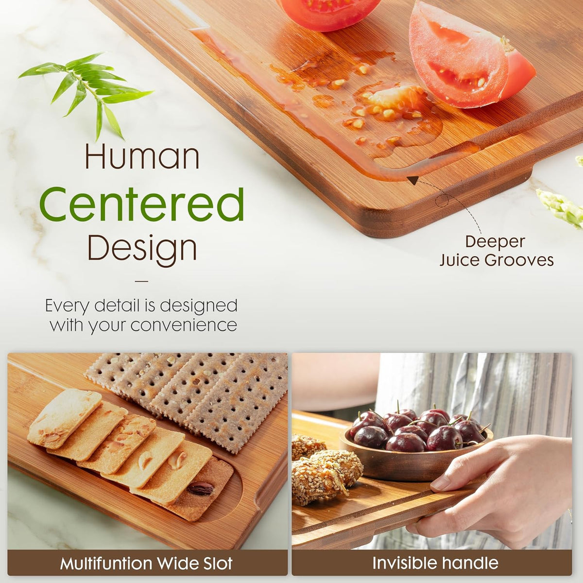 Astercook Deep-Carbonized Bamboo Cutting Boards for Kitchen