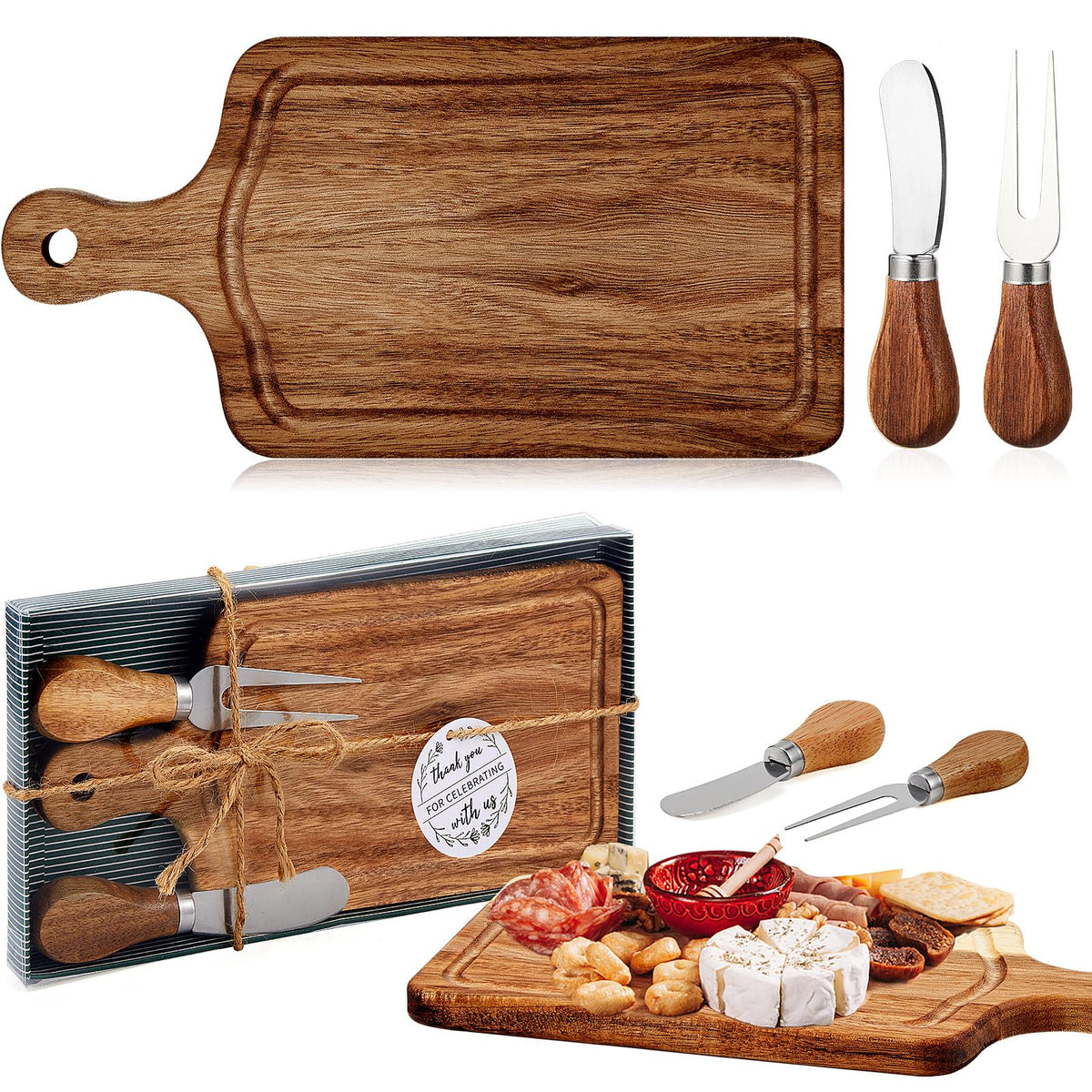 Ziliny 1 Sets Baby Shower Prizes Mini Charcuterie Board, Acacia Wood