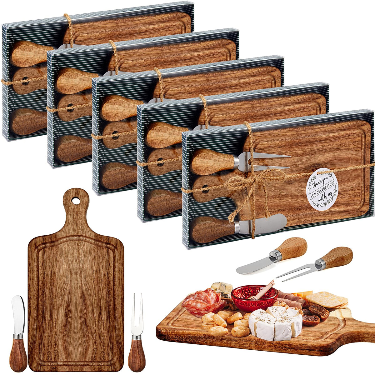 Ziliny 1 Sets Baby Shower Prizes Mini Charcuterie Board, Acacia Wood