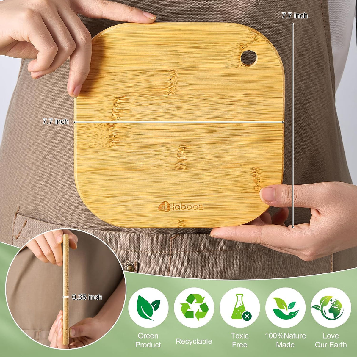 Home Mini Cutting Board Small Fruit Cutting Board Solid Bamboo Wood Board for Baby Infant dormitoryISet of 2