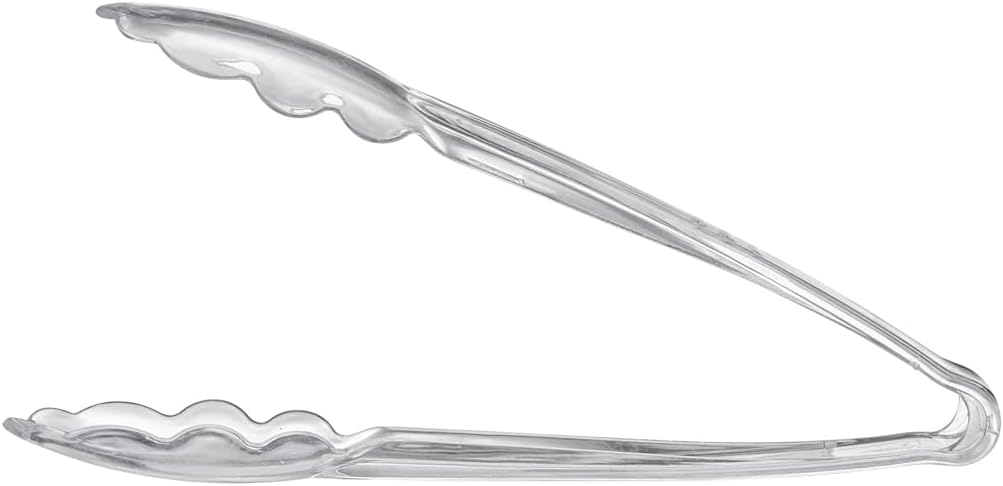 [Clear Tongs 7.5'' Inches] Plasticpro 7.5'' Serving Tongs Heavy Duty Reusable Kitchen and BBQ Clear Serving Tong for party's, Caterings, Events, Buffet, Weddings, And every Day use Pack of 12