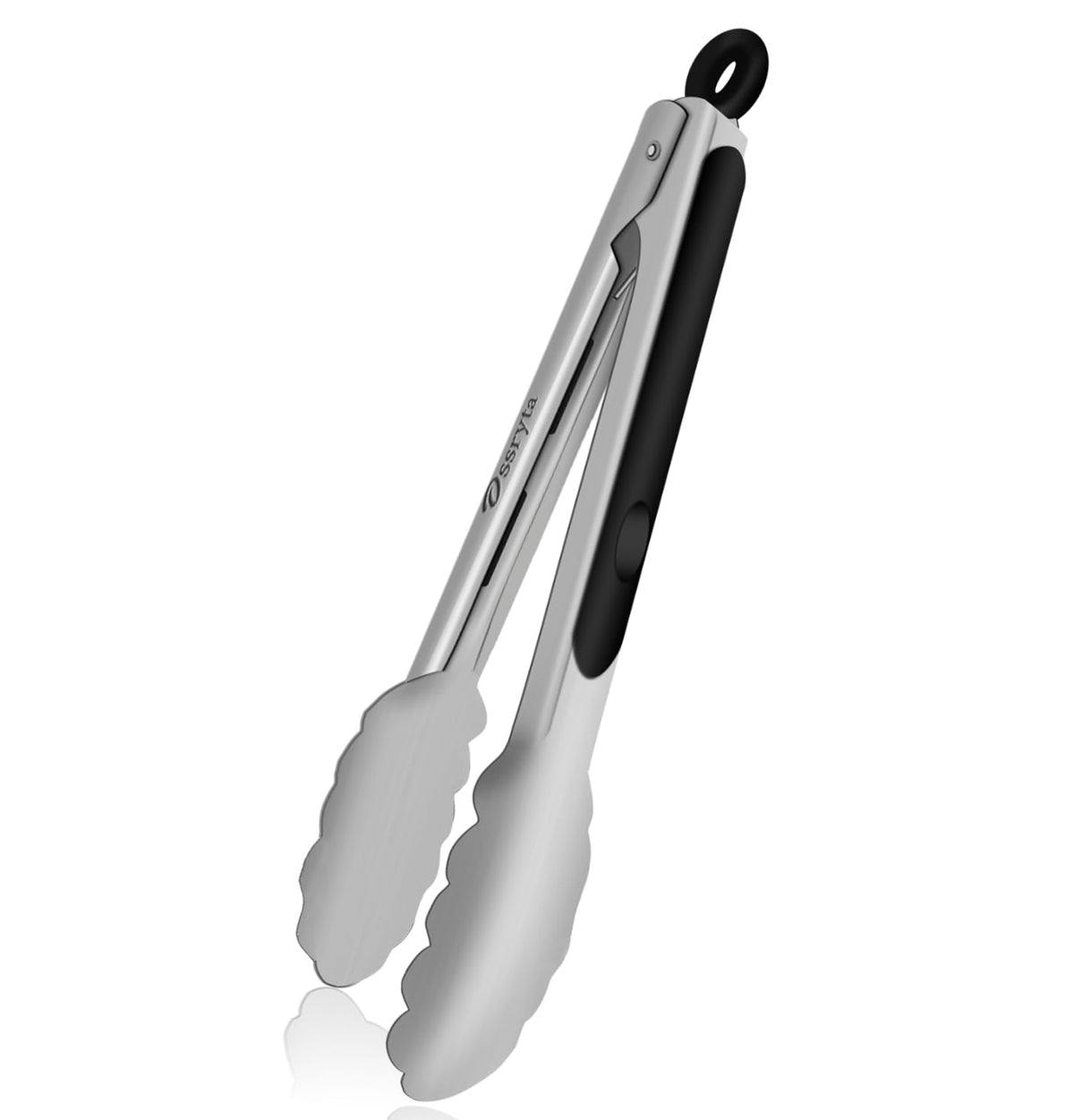 Kitchen Tongs with Silicone Tips - Heat Resistant 600°F Stainless Steel Cooking Tong Set, Non-Stick 7" 9" 12" Locking Silicone Tongs for Cooking, Grilling, Serving & Baking (3-Piece, Black)