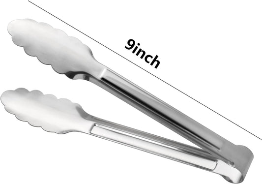 Stainless Steel Food Tongs - Serving Tong Set of 6 (9 Inch)
