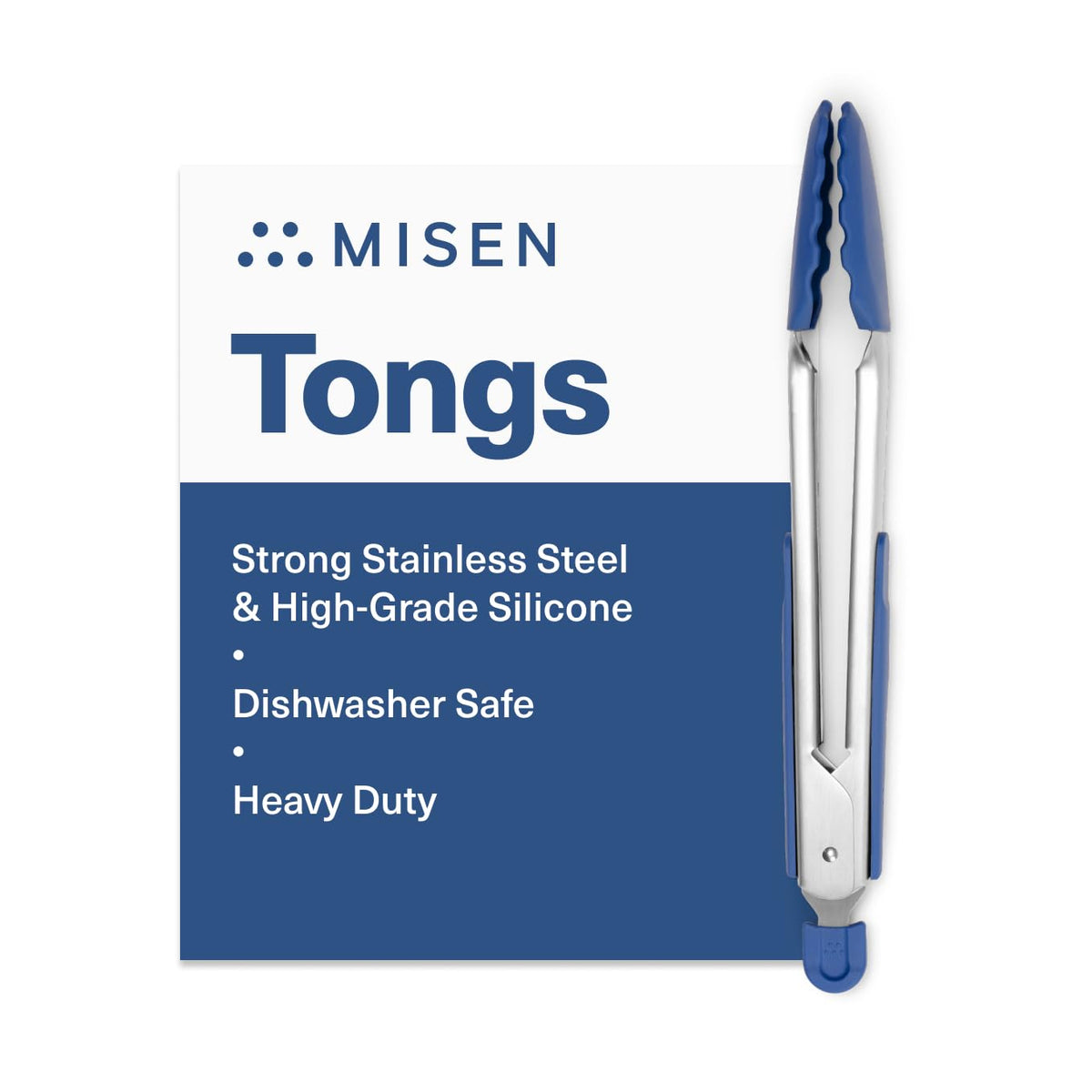 Misen Kitchen Tongs - Dishwasher Safe, Heavy Duty - Precision Silicone-Tipped Grilling Tool - Heat Resistant, Nonstick Safe - Perfect for Serving and Air Frying- 13 Inch | Black